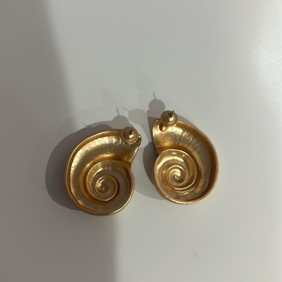 Gold Spiral Shell Earrings - Picture 2 of 2